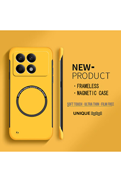 Choice Poco X6 Pro Yellow Ultra Thin Hard PC Magnetic Frameless Phone Case Fo...