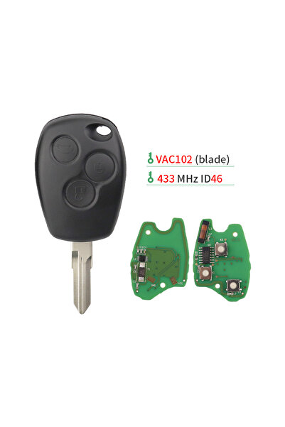 choice2 ID46 PCF7946 Chip 3Button VAC102 Blade Remote Car Key For Renault Tra...