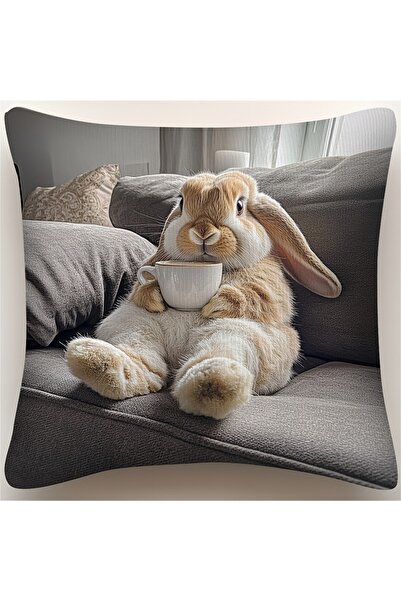Choice 45X45cm One Side rsb2 Rabbit Drinking Coffee on Sofa Realistic Photogr...