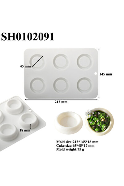 Choice SH0102091 Meibum 6 Cells Pudding Cup Silicone Cake Mold Food Grade Cho...