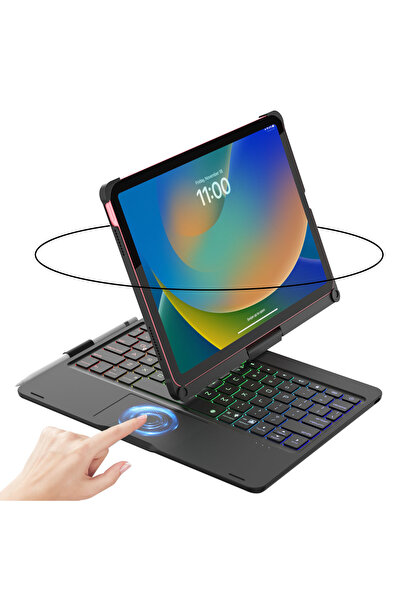 Choice iPad 10th black Backlit Keyboard Case with Trackpad & 360° Swivel for ...