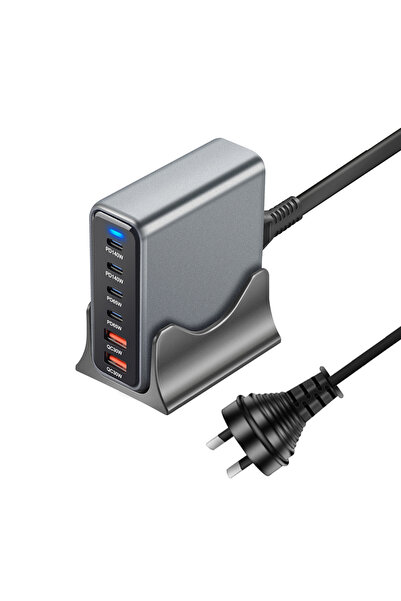 Choice3 AU plug 470W 6-Port GaN Desktop Charger - 4C2A USB-C PD Fast Charge f...