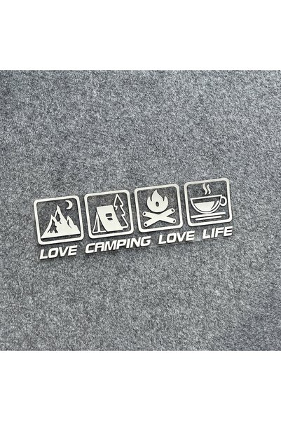 Choice7 25X7.5CM Silver CANPING LOVE LIFE Camping Car Stickers Wilderness Cam...