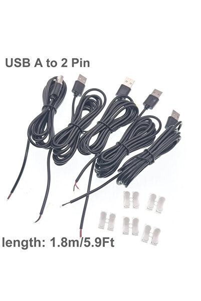 Choice USB Male 1.8m -5pcs DC 2-pin USB Power Cable USB Male Female to 2 Pin ...