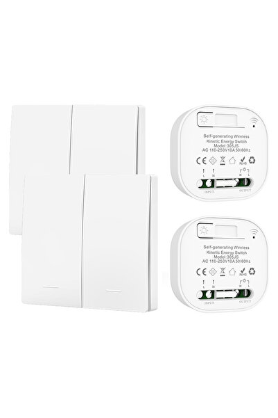 choice2 white 2gang 2v2 Battery Free RF433 Household Wireless Wall Switch Wir...