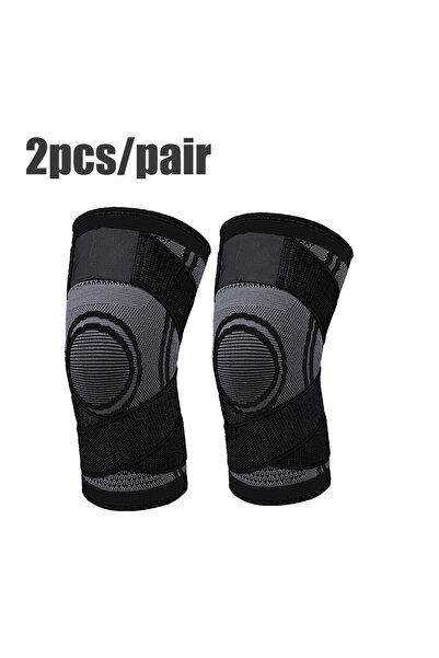 Choice M Black-2pcs Knee Compression Sleeve with Adjustable Straps for Runnin...