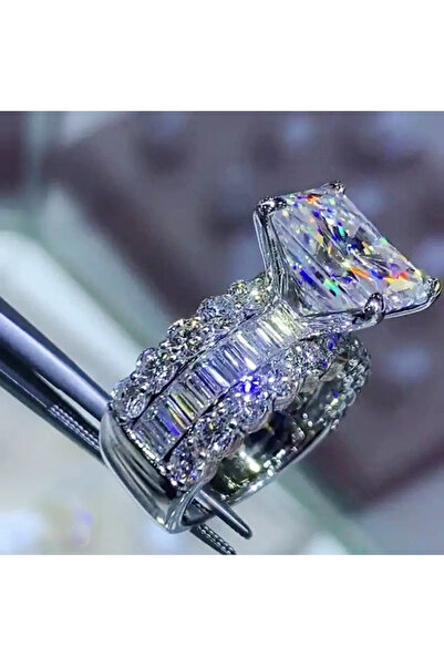 Choice 7 T0589 Huitan Gorgeous Princess Square Zirconia Ring Female Luxury We...