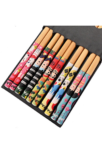 Choice 5Pairs Child Reusable 5Pairs Tableware Handmade Bamboo Japanese Natura...