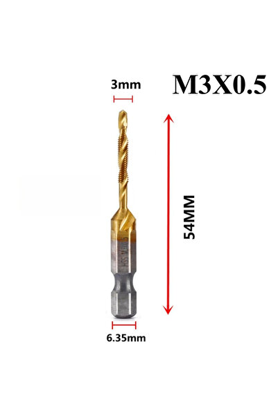 Choice M3X0.5 Hex Shank Titanium Plated HSS Screw Thread Metric Tap Drill Bit...