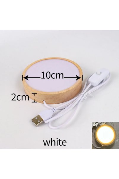 Choice white-10cm 1pcs 1-4PCS 6/8/10CM Round Wooden LED Night Light Base 3D D...