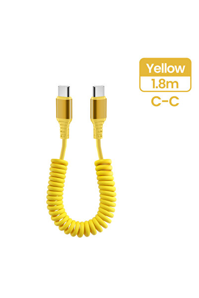 Choice 1.8m Yellow C to C 66w Car Spring Fast Charging USB Cable Multicolor U...