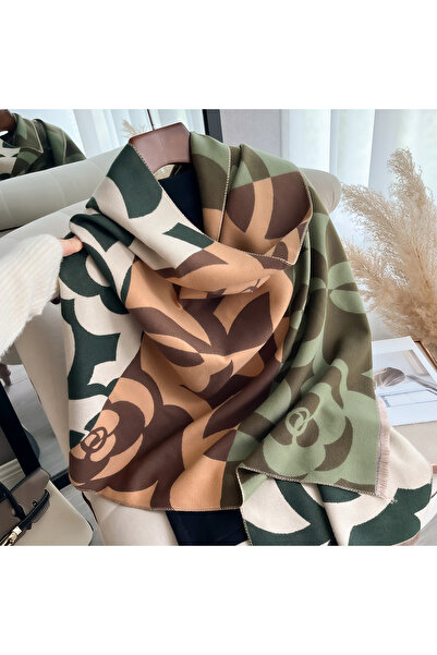 Choice1 green Latest Autumn Winter Luxury Camellia Design Scarf Imitation Cas...