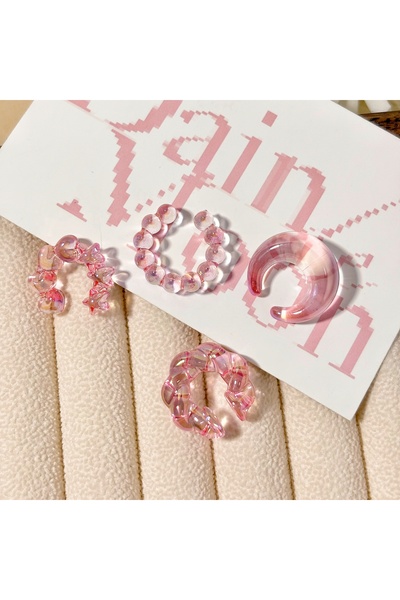 Choice pink 4PCS Women Threadless Ear Cuffs Set Fashion Europe US Transparent...