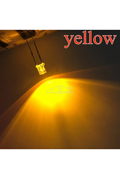 Choice Yellow 100Pcs F3 3mm 2pins Flat Emitting Diodes Lamp Ultra Bright LED ...