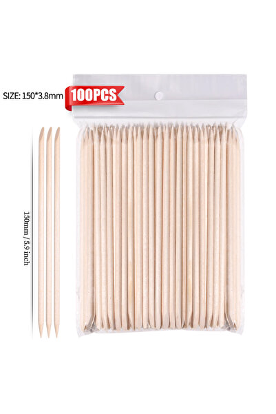 Choice3 150 mm 100Pcs Orange Wood Sticks for Nails Double Sided Cuticle Pushe...