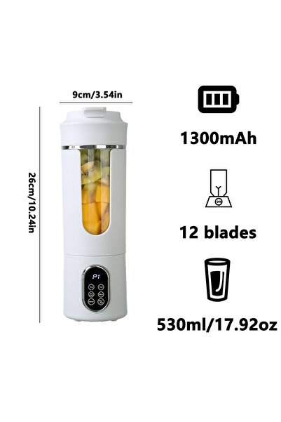 Choice1 White 7.4V New 530ml Portable Juicer Wireless USB Charging Mini Juice...