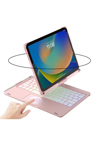 Choice iPad 10th Pink Backlit Keyboard Case with Trackpad & 360° Swivel for i...
