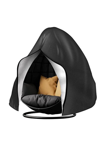 Choice 115X190CM Black Waterproof Patio Hanging Egg Chair Cover Windproof Swi...