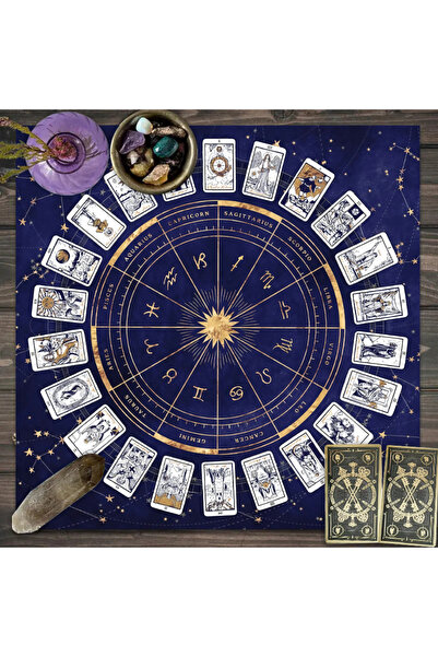 Choice3 49x49cm 1 1pc Tarot Card Tablecloth, 12 Zodiac Card Game, Fortune Tel...