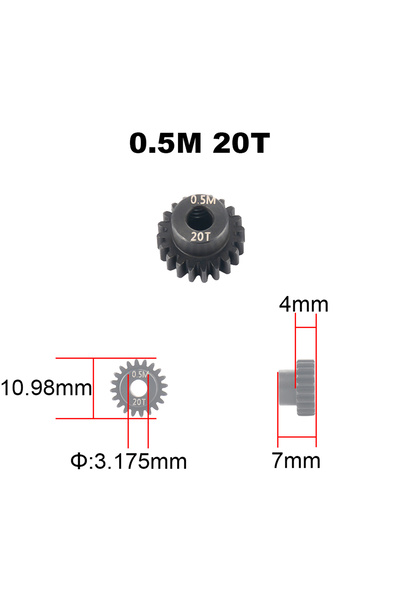 Choice 20T PYFORE M0.5 Motor Gears Pinion 3.175mm Aperture 13T - 27T for 1/18...