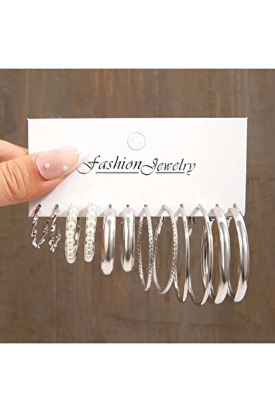 Choice Silvery 2 Vintage Silver Color Y2K Pearl Earrings for Women Geometry R...