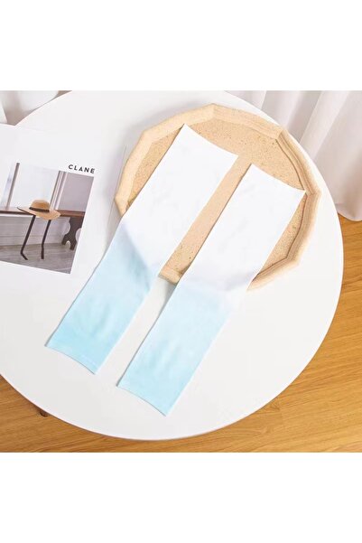 Choice White blue A pair of gradient sunscreen and colorful summer ice silk s...
