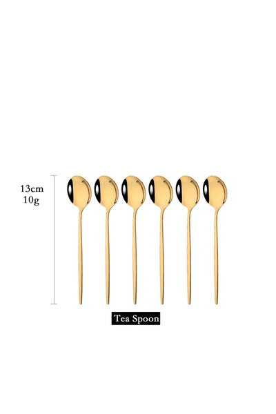 Choice Gold 6Pcs Mirror White Gold Tea Spoon Dessert Ice Cream Stainless Stee...