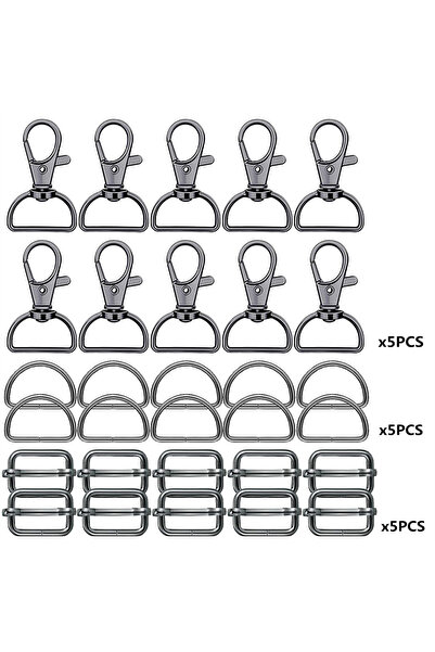 Choice 15PCS black 15 Pack Swivel Clasp D Ring and Slider Clasp Set Lanyard S...