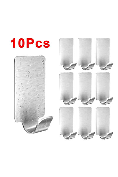 Choice 10Pcs(Recommend) Self Adhesive Hook Stainless Steel Heavy Wall Hanger ...