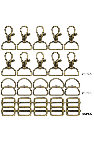 Choice 15PCS Brown 15 Pack Swivel Clasp D Ring and Slider Clasp Set Lanyard S...