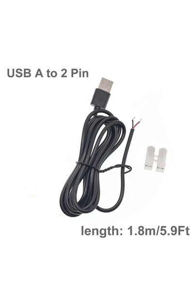 Choice USB Male 1.8m -1pcs DC 2-pin USB Power Cable USB Male Female to 2 Pin ...