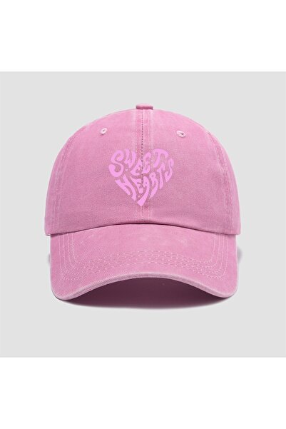 Choice7 Adjustable Pink Pink heart-shaped letter printed baseball cap, versat...