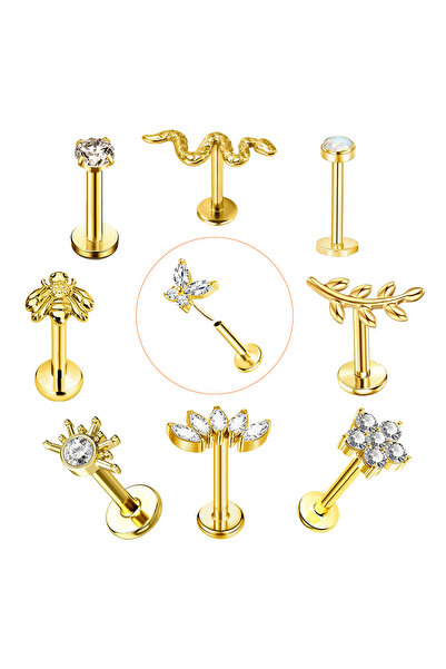 Choice5 Geometric body Labret, Lip Piercing Jewelry S9-10pcs-golden EVISPOL 1...