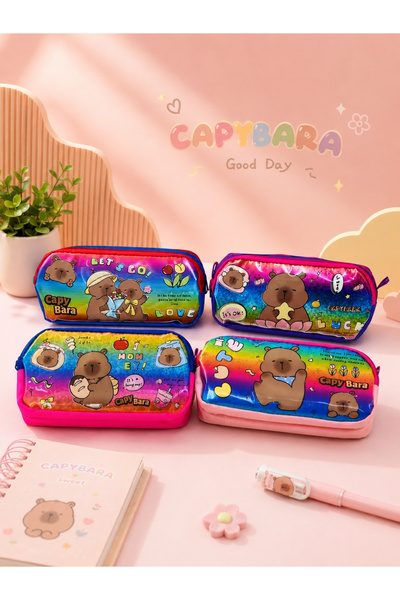 ÖZ OFİS Capybara Kapibara Çift Gözlü Büyük Boy Kalemlik - Yerli Üretim