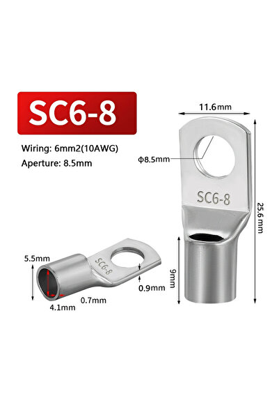 Choice12 10PCS SC6-8 2/5/10/20/50Pcs 6-70mm2 M6 M10 M8 M12 Tinned Copper Wire...