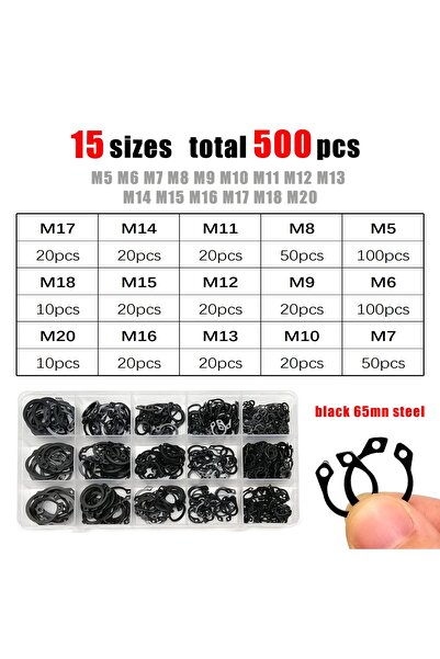 Choice 65mn steel 500pcs 250/500/900pcs 5-20mm C Type External Circlip Kit Se...