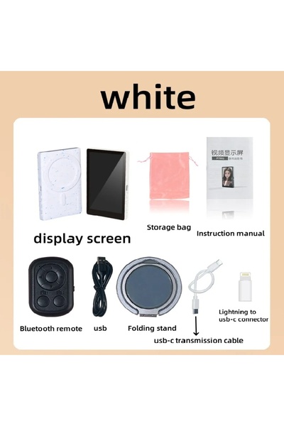 Choice1 White Phone Selfie Monitor Screen Wireless Magnetic Mount Vlog Phone ...