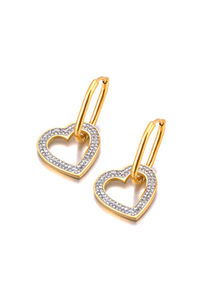 Choice E24068G-Heart Lokaer Fashion 316L Stainless Steel Star Heart Hoop Earr...