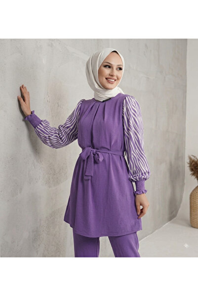 esmaboutique Kadın Ikili Takım Zebra Desenli Kolu