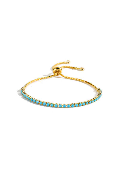 choice2 style G gold Blue Turquoise Bracelet 18K Gold Plated Waterproof Brace...