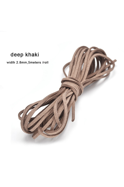 Choice 3MM 5Meters deep Khaki 3MM 5M Micro-Fiber Flat Leather Lace Beading Th...