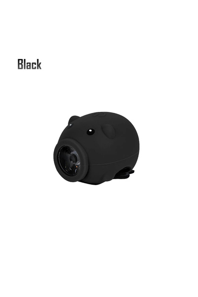 Choice Black Cute Cartoon Pig Bike Handlebar Light, USB Rechargeable, Waterpr...