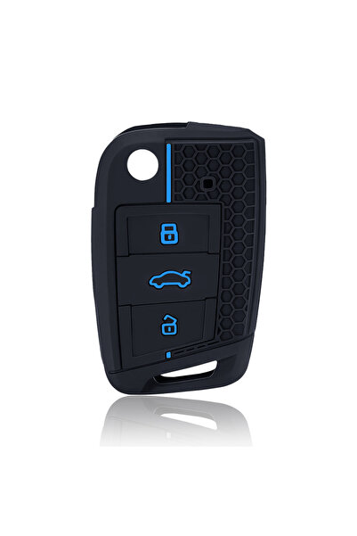 Choice1 Blue Line Silicone Car Key Fob Case Cover Shell for VW Golf 7 GTI POL...