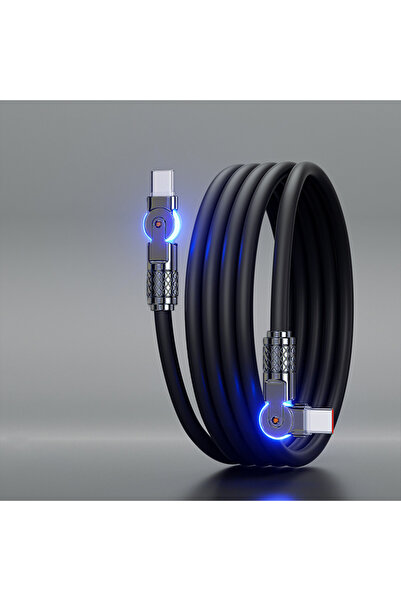 Choice 2m black 60W PD Super Fast Charge USB C to Type C Cable 180 Degree Elb...