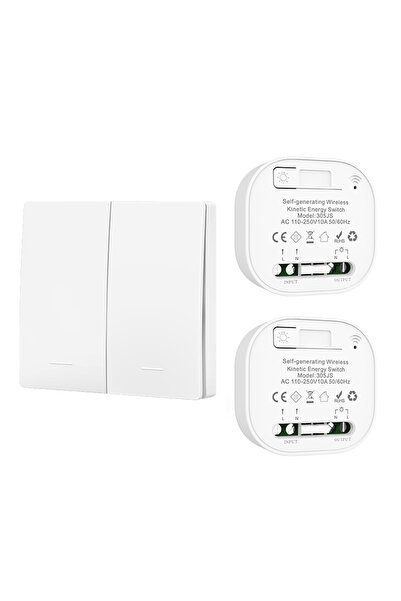 Choice1 white 2gang 1v2 Battery Free RF433 Household Wireless Wall Switch Wir...