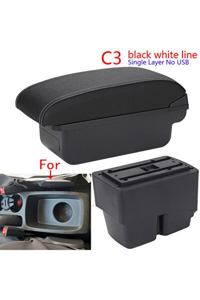 choice2 صندوق مسند ذراع C3 أسود وأبيض بدون USB لسيارة فورد فييستا MK7، مسند ذ...