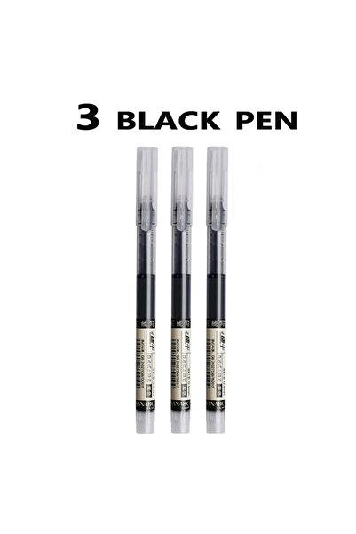 Choice 3 black pen 3-5Pcs Straight Liquid Gel Pen Quick-drying, Large-capacit...