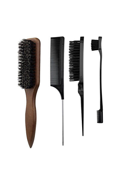 Choice1 black suit Boar Bristle Slick Back Hair Brush for Sleek Ponytail Bun ...