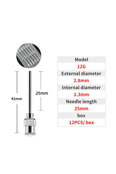 Choice15 25mm 12G 12PCS 12 Pack Dispensing Needle Stainless Steel Tip Needle ...