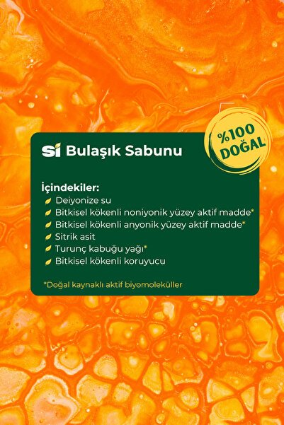 Sİ Senin İçin %100 Doğal Bulaşık Deterjanı Turunç Yağlı 750 Ml